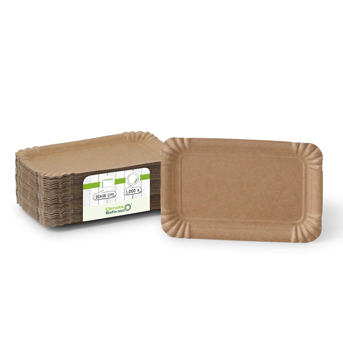 greenbox - Pappteller 10 x 16 cm, braun, rechteckig, 1000 St. Image