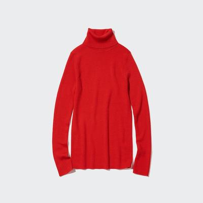 Uniqlo - Wool Ribbed Turtleneck Jumper - Red - XXS