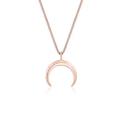 Kette mit Anhänger ELLI "Kette Anhänger Halbmond Fein 925 Silber" Gr. 55, rosa (rosegold), Halsketten, Damen, 55, Silber 925 (Sterlingsilber), L: 45cm Image