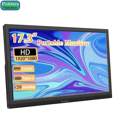 17.3-Inch Portable Monitor Full HD 60Hz 16:9 Gaming Monitor,Laptop Second Monitor USB-C HDMI Compatible with PC MAC SP4/5 Switch