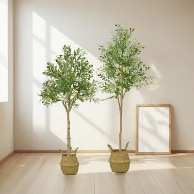 Artificial Plants Artificial Decorative Plants Olive Tree Room Decoration 4/5/6 FT Olive Tree With Fruit For Home Garden Decor