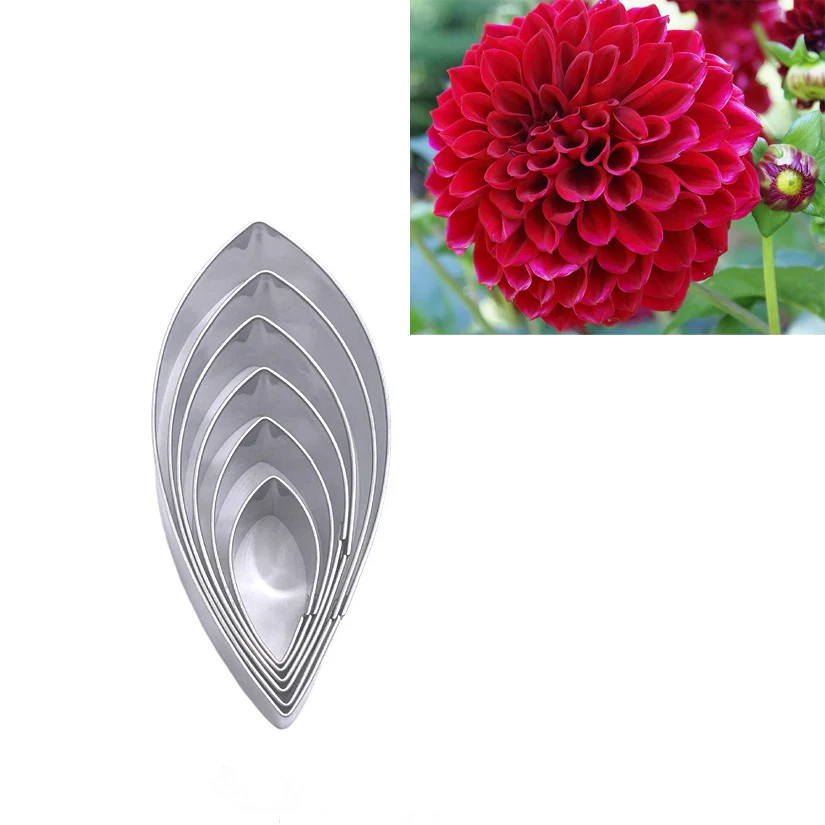 6 pz/set Dahlia Petalo Set In Acciaio Inox Della Caramella Frese e taglierine per micro SIM Del Biscotto Del Biscotto Della Torta Del Fondente Che Decora Gli Attrezzi