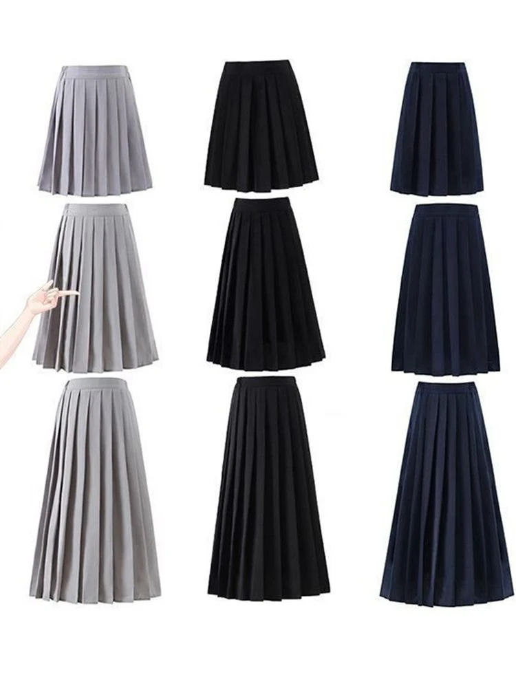 Jupe mi-longue longue plissée pour femmes, Style Preppy japonais, taille élastique, mode dames, jupe de fête, uniforme scolaire pour filles