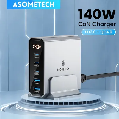 140w gan ladegerät 5 in1 desktop usb c schnell ladegerät pd 3,0 qc 4,0 3,0 pps usb typ c ladegerät led display ladegerät für iphone 15 macbo