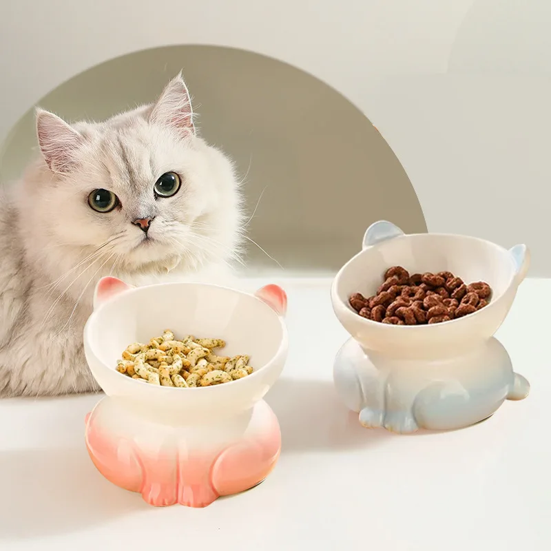 Filles en céramique nickel é pour animaux de compagnie, bol de nourriture pour chat, bol de nourriture pour chien, bol à boire anti-basculement, mangeoire pour chat, produits pour animaux de compagnie