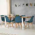 EGOONM-Chaises de salle à manger médiévales nordiques, siège rembourré en PU, pieds en bois de hêtre, chaises de bureau pour salle à manger, chambre à coucher, balcon, restaurant, 6 pièces