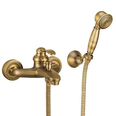 Bathtub Faucet - Modern Contemporary Antique Brass Wall Installation Brass Valve Bath Shower Mixer Taps