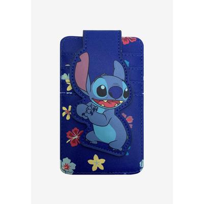 Women's Disney Stitch Card Holder Wallet Hawaiian Flowers Button Snap Closure by Woman Within in Blue