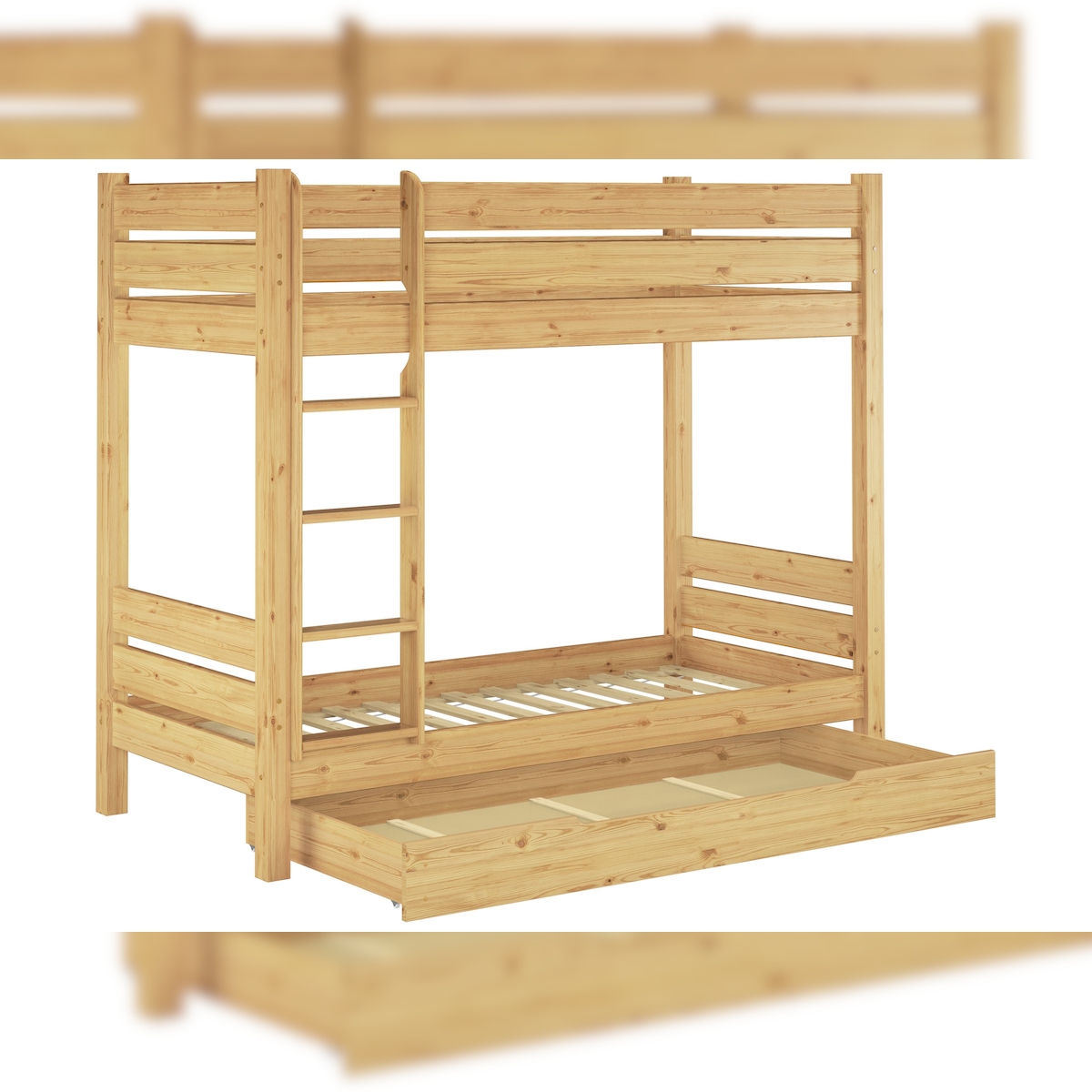 Erst-Holz Etagenbett f. Erwachsene 90x200, Nische 100 cm, mit 2 Rollroste u 1 Bettkasten 60.16-09S1 Image