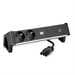 BACHMANN DESK2 ALU BLACK 2xSchutzkt.USBC, USB Charger 60W 0,2m GST18 Image