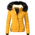 Steppjacke NAVAHOO "Miamor", Damen, Gr. M (38), gelb, Oberstoff: 100% Polyester, Futter: 100% Polyester, Wattierung: 100% Polyester, Ärmelfutter: 100% Polyester, Kunstpelz: 90% Polyacryl, 10% Polyester, casual, figurbetont Po-bedeckend, Langarm...