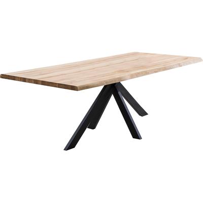 Esstisch HOME AFFAIRE "Tristan", schwarz (natur, schwarz), B:220cm H:77cm T:100cm, Tische, Massivholz Wildeiche mit echter Baumkante Image