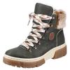 Winterboots RIEKER, Damen, Gr. 42, grün, Lederimitat, Textil, sportlich, Schuhe, Winterstiefelette, Schnürboots, Plateau, mit Warmfutter-Ausstattung