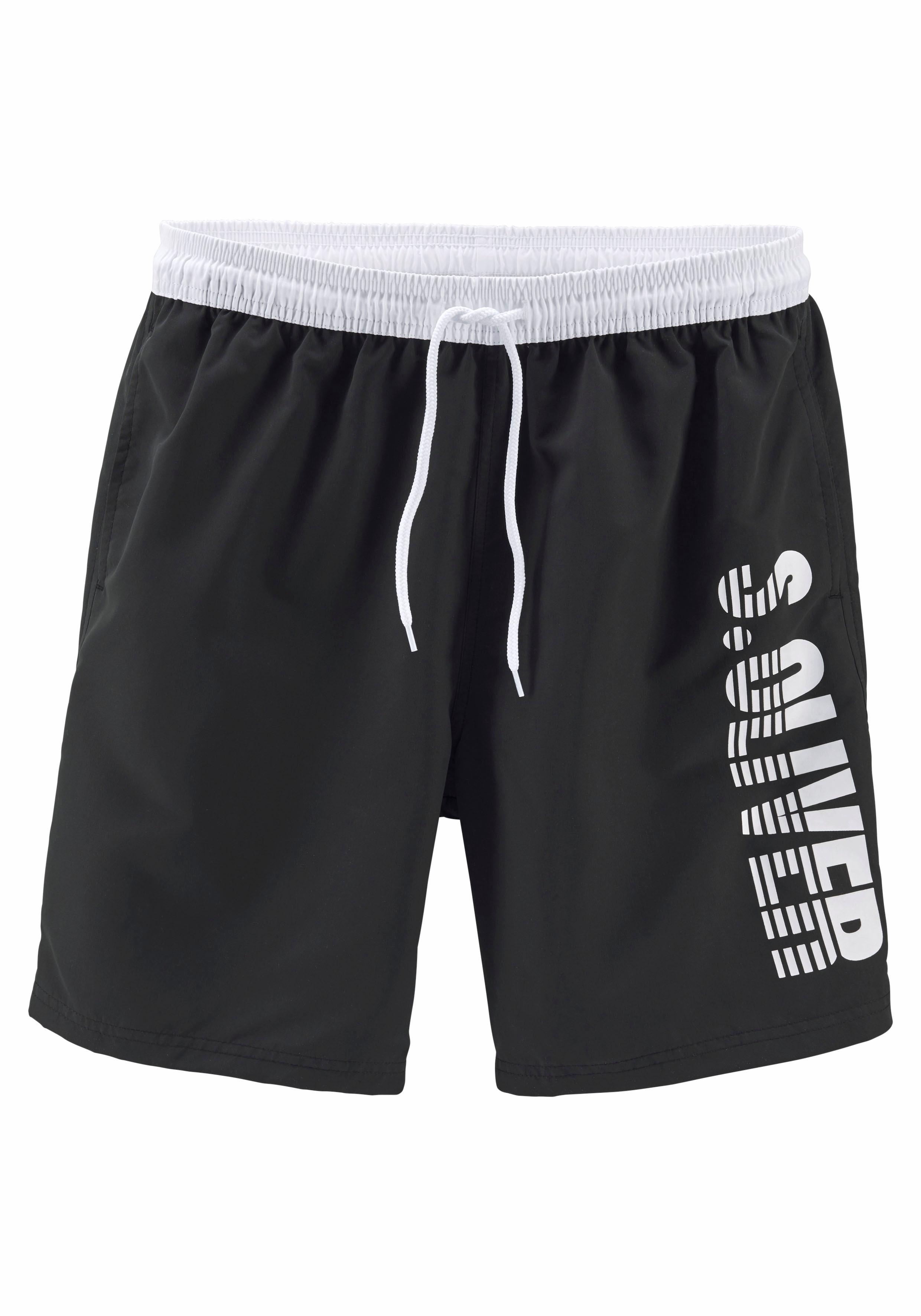 Badeshorts S.OLIVER, Herren, Gr. M (50), Lang, schwarz (schwarz (langgröße)), Microfaser, Polyester, Badehosen Image
