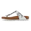 Zehentrenner LASCANA "Sandale, Pantolette, offener Schuh, Sommerschuh", Damen, Gr. 41, silber (weiß, silberfarben), Obermaterial: 100% Lederimitat. Futter: 100% Textilmaterial. Decksohle: 100% Rindsleder. Laufsohle: 100% Synthetik, metallic,...