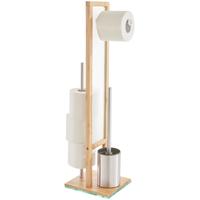 Badaccessoire-Set HEINE HOME, beige (natur), Holz, Edelstahl, Glas, Badaccessoires-Sets