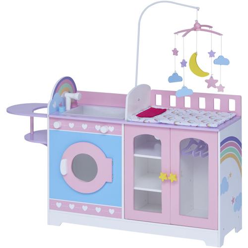 Olivia's Little World Multifunktionale Puppenstation 6-in-1 Alles-in-einem Pflegecenter in Pink und