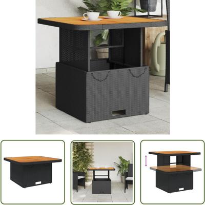 Gartentisch Schwarz 80x80x71 cm Poly Rattan und Akazienholz - Gartentisch - Outdoortisch Image