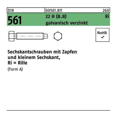 Sechskantschraube DIN 561 m.Zapfen AM 20 x 120 22 H (8.8) galvanisch verzinkt Image
