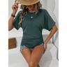 T shirt Tee Women's Fuchsia Brown Green Plain Ruched Street Daily Fashion Round Neck Regular Fit S