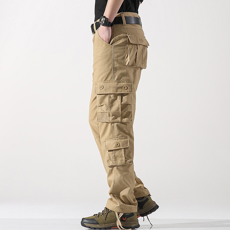 Men's Cargo Pants Trousers Tactical Pants Buttons Multi Pocket Plain Wearable Daily Outdoor Camping Hiking Fashion Classic Dark Khaki Grass Green