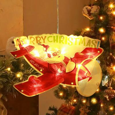 Christmas Window Lights Decoration Suction Cup Lamp Santa Claus Moose Bell Christmas Tree Snowman Modelling Lamp AAA Battery Box