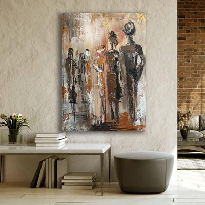 Abstract Figurative Canvas Paintings handmade Beige Colors Expressionist Art oil painting handmade Human Painting Romantic Art Beige with People on the Wall painting for bedroom living room artwork