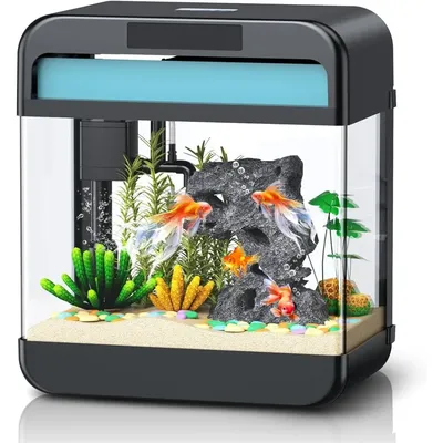 Fish Tank Aquarium 2.2 Gallon with Adjustable 3 Color Lighting Self Cleaning 3 in 1 Pump with