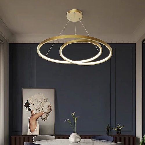 lampada a sospensione a led ring circle desig 24.1 1-light ring circle design dimmerabile alluminio finiture verniciate lussuoso stile moderno sala da pranzo camera da letto lampade a sospensione in