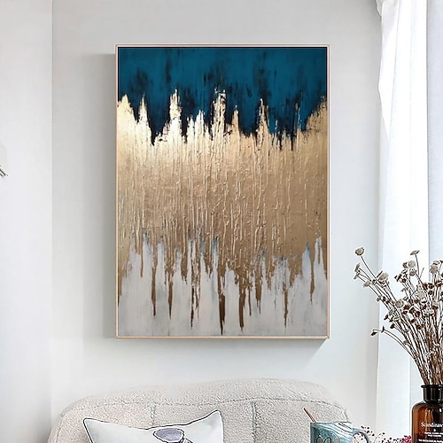 handgemachte zeitgenössische Kunst Goldgemälde abstraktes Gemälde große graue abstrakte Kunst Blattgold Gemälde Leinwand Wandgemälde für Wohnzimmer kein Rahmen Image