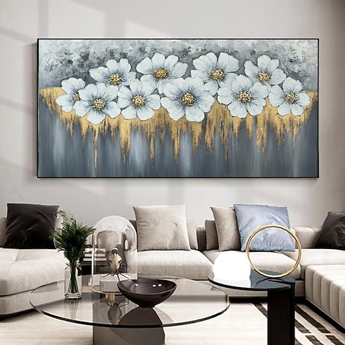 handgemachtes Ölgemälde Leinwand Wandkunst Dekoration moderne abstrakte Textur Blumen für Wohnzimmer Wohnkultur gerollt rahmenloses ungedehntes Gemälde Image