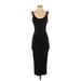 Fashion Nova Cocktail Dress - Midi Scoop Neck Sleeveless: Black Solid Dresses - Women's Size Large