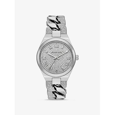 Michael Kors Lennox Pavé Silver-Tone Curb-Link Watch Silver One Size