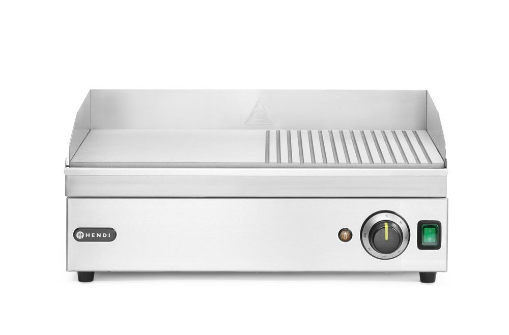 HENDI Grillplatte halb gerillt, Kitchen Line, 220-240V/2400W, 527x404x(H)233mm Image