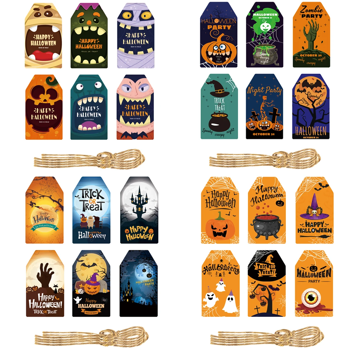 60 Stück Happy Halloween Kraftpapier-Geschenkanhänger Süßes oder Saures Goodie Candy Boo Bag Party Favor Label Tags Hängekarte Home Decor Image
