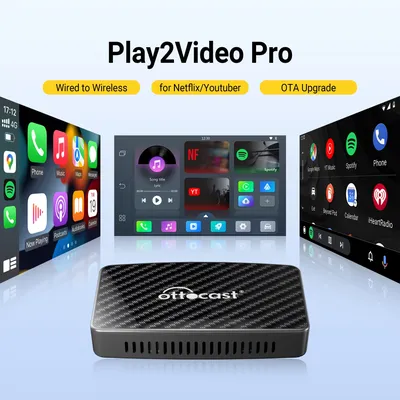 OTTOCAST Play2Video Pro Wireless CarPlay Android Auto Adapter for Youtube for Netflix for IP TV Car