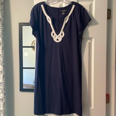 Lilly Pulitzer Dresses | Lilly Pulitzer Extra Large Knit, Short Sleeve Dress, Navy | Color: Blue | Size: Xl