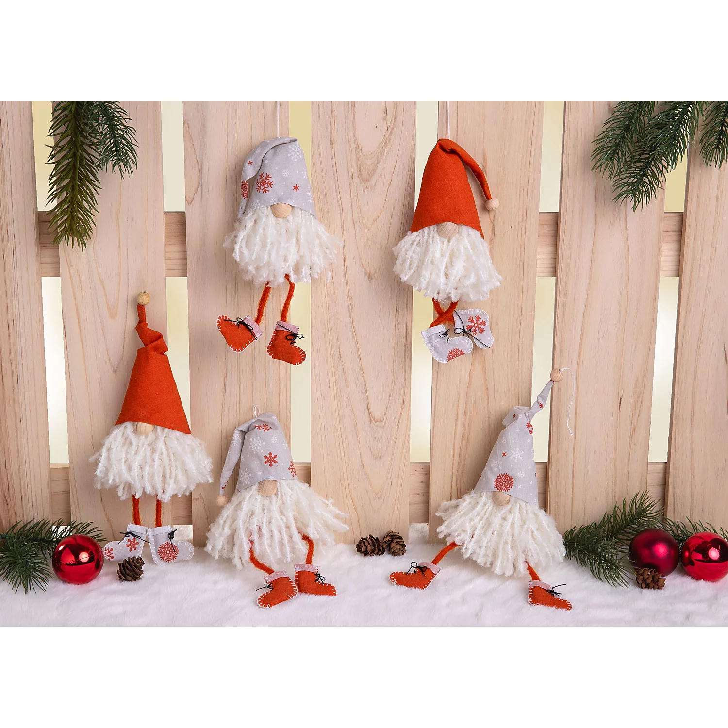 buttinette Bastel-Set Wichtel mit Wollbart, ziegelrot-grau Image