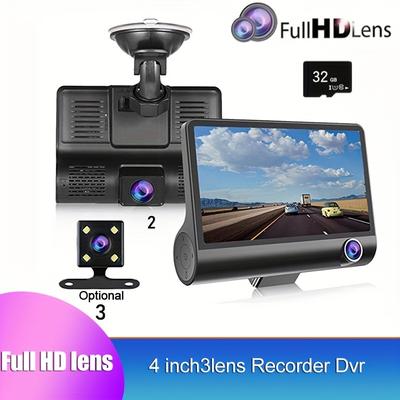 "TEMU Hd Night Tachograph 1080p Dual Lens 4 ""large Screen Alloy Material Front And Rear Dual Recording Reversing Image Car Dvr"