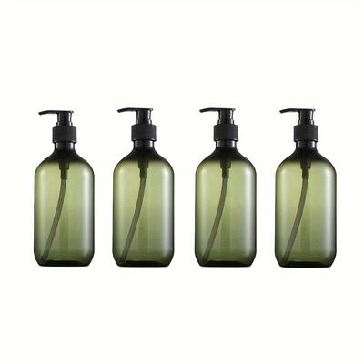 TEMU Set Of 4 Plastic Pump Dispenser Bottles, 300ml Refillable, Phthalate-free Unscented Liquid Soap And Shampoo Containers -uv Protection Image
