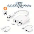 Adattatore audio 2 in 1 da USB C a jack da 3,5 mm Tipo C Cavo Aux di ricarica da 3,5 mm per connettore per cuffie cablate Samsung Xiaomi Huawei