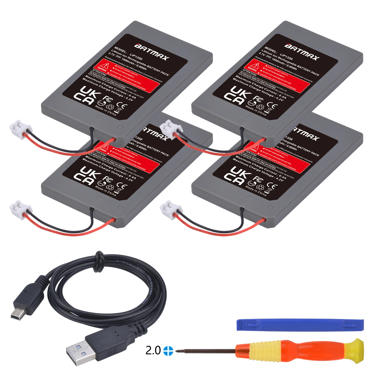Batmax 1800mAh PS3 Controller Battery LIP1359 Battery Pack for Sony Playstation 3 PS3 Dualshock 3 Bluetooth Controller