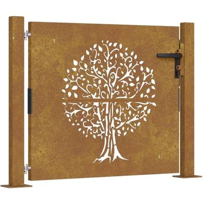 Gartentor 105x80 cm Cortenstahl Baum-Design Vidaxl Image