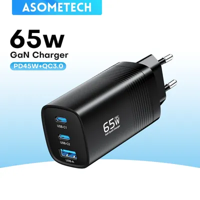 65W GaN USB Typ C Schnellladegerät 45W PPS PD QC 3.0 Schnellladegerät für iPhone 14 13 Pro Max Samsung S23 MacBook Laptop iPad Tablet