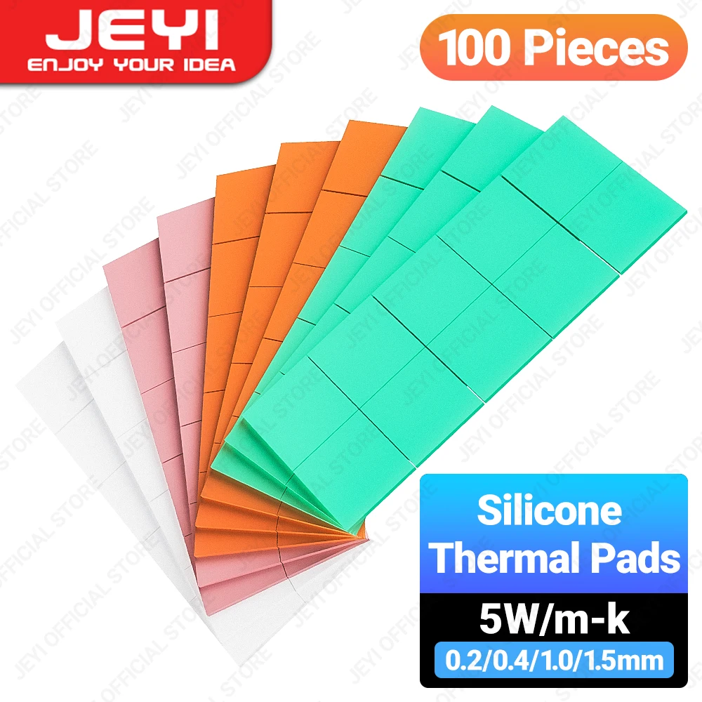 Jeyi 100er-Pack wärme leitende Silikon kissen, m.2 ssd nvme ngff Wärme leitpad für PC-Laptop-Kühlkörper/GPU/CPU/LED-Grafikkarte Image