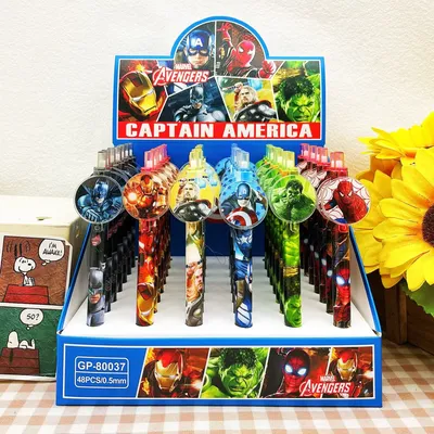 Disney Spiderman Pens Stationery Iron Man Creative Cartoon Press Pens Student Minimalist Exam Ball Pen Office Signature Pen Gift