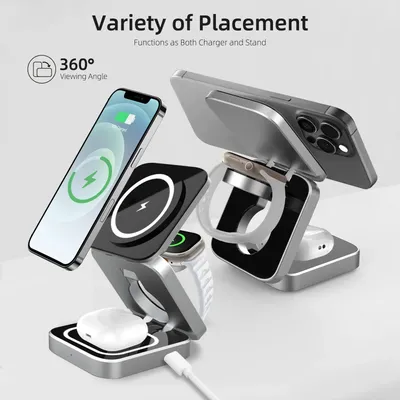 Magnetic Wireless Charging Station for Samsung 3 in 1 Fast Wireless Charger for Samsung Galaxy S24 S23 S22 Charging Station