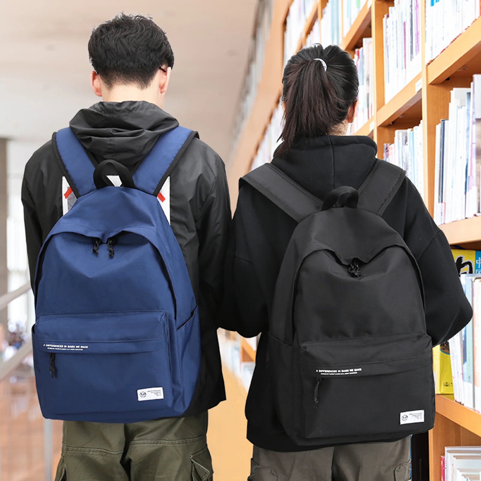 Sac à dos d'école léger en nylon de grande capacité pour filles et garçons, sac d'école pour étudiants, sac à dos noir de style classique pour ordinateur portable