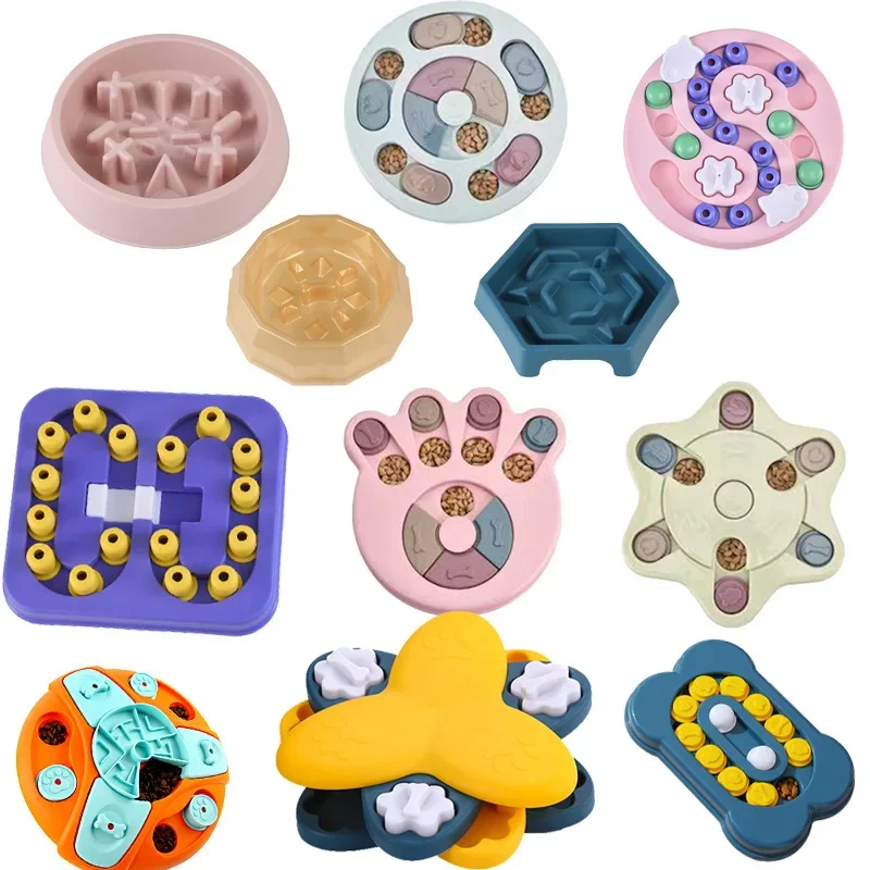Jouets Puzzle pour chiens, mangeoire lente interactive, augmentation du qi, distributeur de nourriture antidérapant, bol à manger lente, jeux de nourriture pour chiens et chats