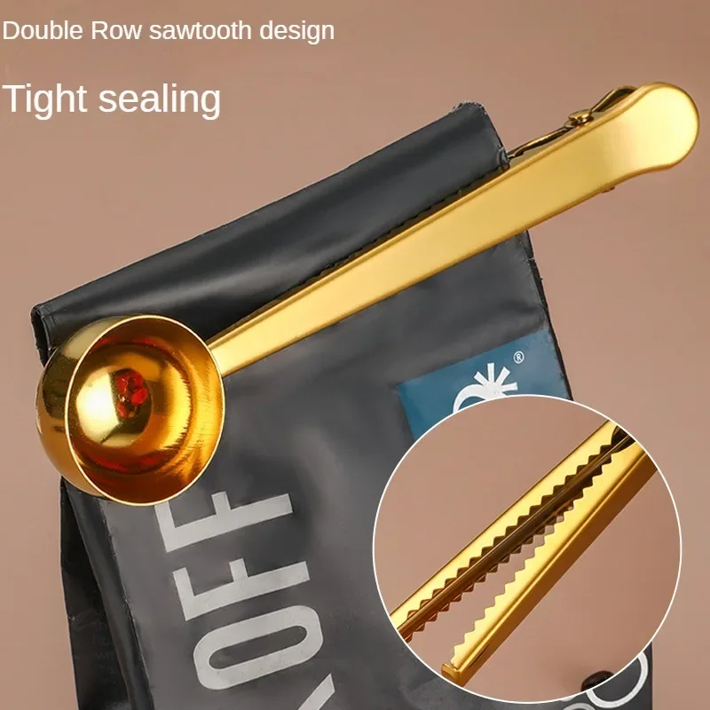 Kaffee löffel Trink geschirr Tees Set Edelstahl löffel Versiegelung klemme Geschirr Kaffee geschirr Geschirr Küche Snack beutel Bar Essen Image